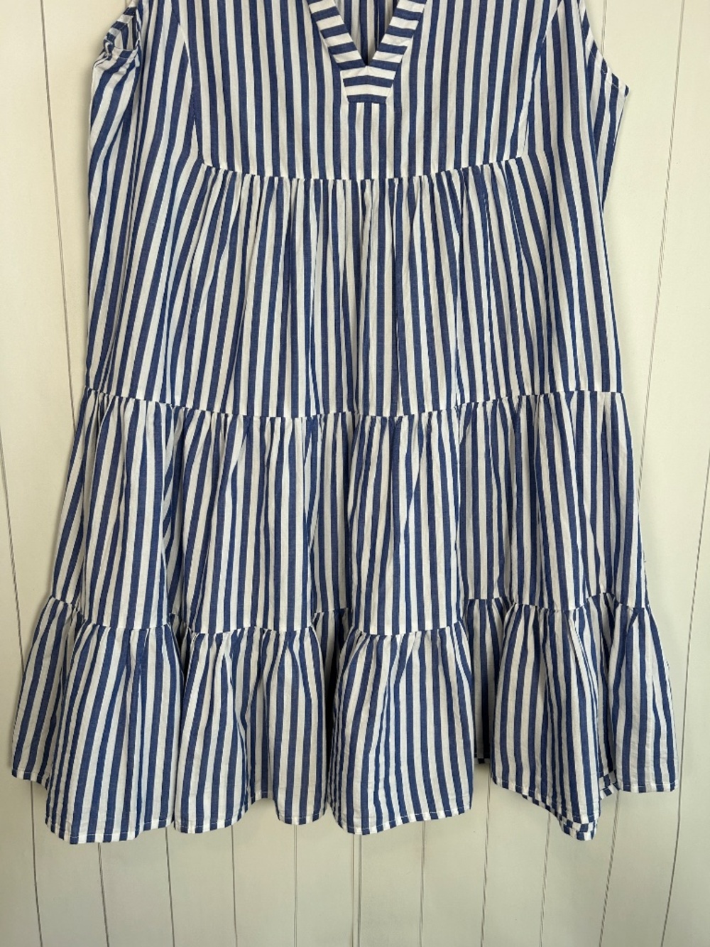 Tuckernuck Pomander Place Size L Kenzo Dress Blue Stripe Tiered Cotton Poplin - Picture 3 of 9